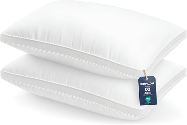 Utopia Bedding Pillows 2 Pack Queen Size, (Navy) Hotel Quality Pillows, Brushed Fabric, Bed Pillow for Back, Stomach or Side Sleepers - 18 X 26 Inch / 45 X 66 Cm