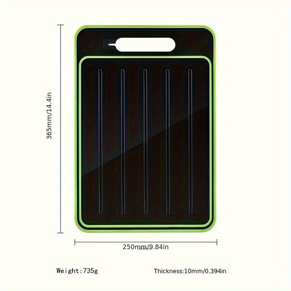 1pc Heavy-Duty Plastic Cutting Board with Non-Slip Surface & Hanging Hole - Space-Saving Kitchen Prep Station, Easy-Clean Black Chopping Board with Measurement Markings & Rounded Edges, Durable Multipurpose Food-Safe Plastic Board for Meat, Vegetables, Fr