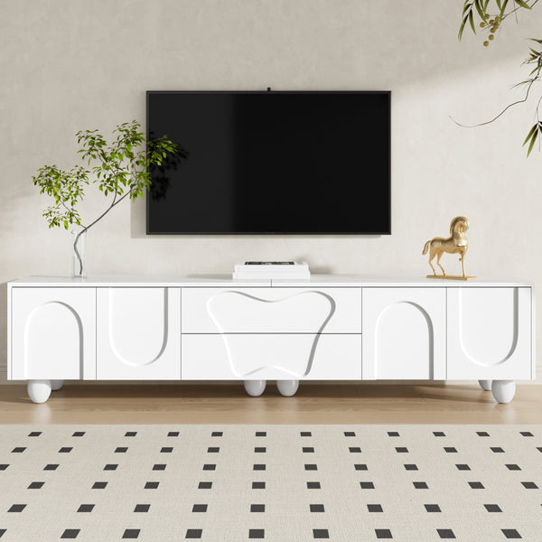 180cm Modern TV Stand for TVs up to 65 inches, Storage TV Cabinet with Solid Wood Legs, Black PB Board Entertainment Center for Living Room, Bedroom, Home Office - Scratch-Resistant, Spacious Shelves for Media Players & Game Consoles, Easy Assembly