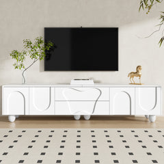 180cm Modern TV Stand for TVs up to 65 inches, Storage TV Cabinet with Solid Wood Legs, Black PB Board Entertainment Center for Living Room, Bedroom, Home Office - Scratch-Resistant, Spacious Shelves for Media Players & Game Consoles, Easy Assembly