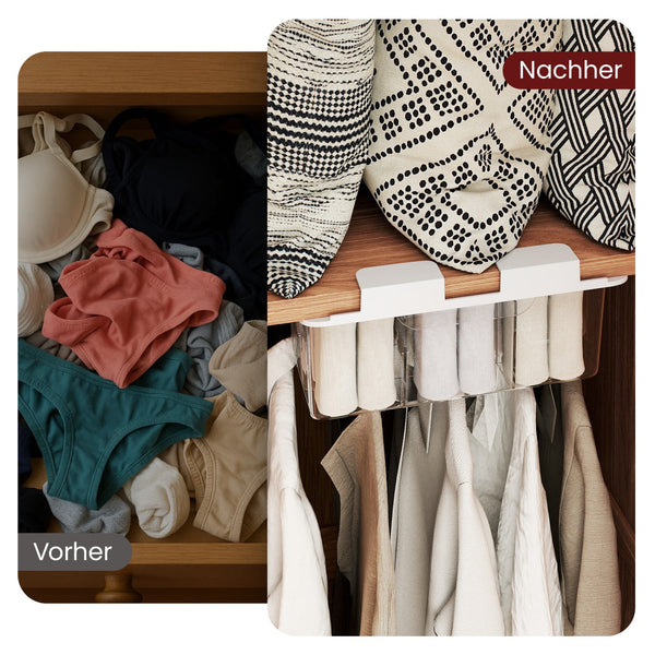 15 Compartment Wall-Mounted Underwear and Socks Organizer! for Easy Viewing, Drawer-Style Design for Convenient Access. 15 Sections for Neat Storage of Underwear, Panties, Socks, and Other Small Items. Layered Design Maximizes