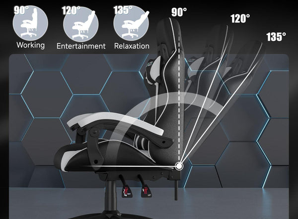 GartistGo Ergonomic Gaming Chair - Gamer Chairs with Lumbar Cushion + Headrest, Height-Adjustable Office & Computer Chair for Adults, Girls, Boys (Without footrest)