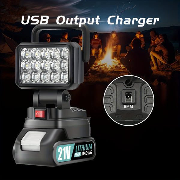 21V Portable LED Work Light, Outdoor Flashlight, Spotlight, Work Light, On-site Lighting, Workplace Lighting, with One Battery, Outdoor Construction Site Lighting, Christmas Gift,