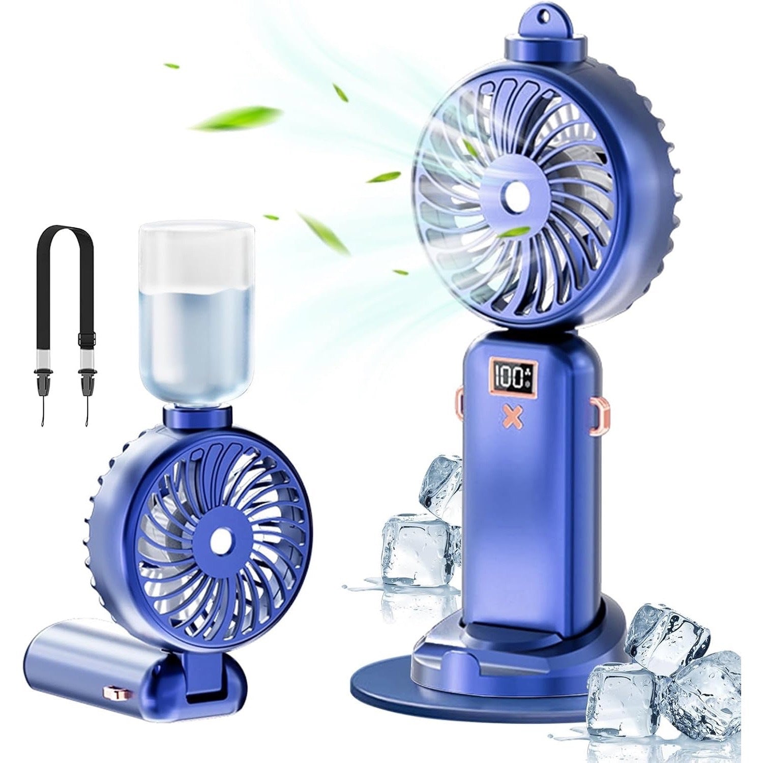 SJMR Powerful Hand Fan with Mist and LED Display – USB Rechargeable Mist & Cooling Fan for Travel, Outdoors, Makeup – Foldable, Long Battery, Portable Personal Fan