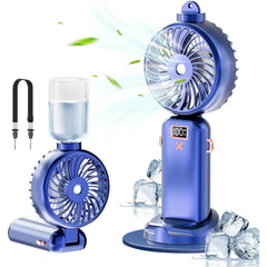 SJMR Powerful Hand Fan with Mist and LED Display – USB Rechargeable Mist & Cooling Fan for Travel, Outdoors, Makeup – Foldable, Long Battery, Portable Personal Fan