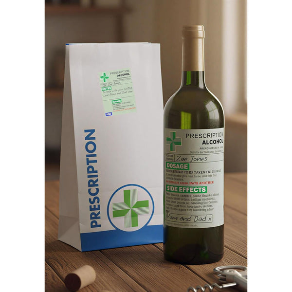 Premium Drink Prescription Gift Set - Bottle & Gift Labels + Bottle Bag - Birthday, Secret Santa Joke Presents - Bottle NOT Included