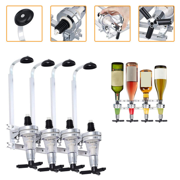 4/6 Bottle Optics for Spirits Bar Butler Wall Mounted Bottle Bracket Upside Down Drink Dispenser Stand Rack for Home Pub or Kitchen Bar, 30ml Optic Spirit Barware Set
