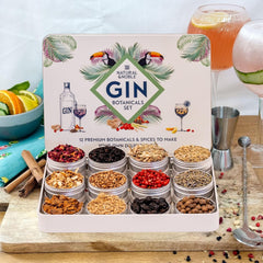 Gin Botanicals and Infusions Gift Kit. Set of 12 Finest Botanicals and Spices for Gin.