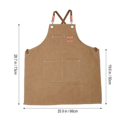 1pc Unisex Canvas-Polyester Blend Apron Durable Sturdy Construction, Adjustable Back Strap, Multiple Pockets for Enhanced Functionality | Khaki & Black Culinary Attire | Ideal for Kitchen Cooking/Baking/Grilling, Artist Painting, Coffee Bar, Servers; Perf
