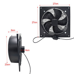 1pc L27xW27CM 60W Wall Mounted Exhaust Fan Low Noise Extractor Ventilator Fan Home Bathroom Kitchen Ventilation Axial Exhaust Blower Fan for Warehouse Restaurant Garage ( Black )