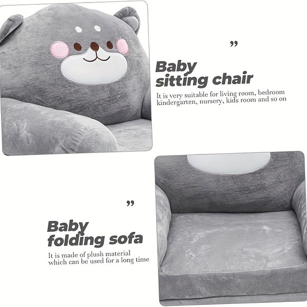 Cozy Kid Folding Sofa, Plush, Washable Lounge Chair for Playroom & Nursery, Foldable Soft Toddler Chair for Reading Relaxing Sleeping