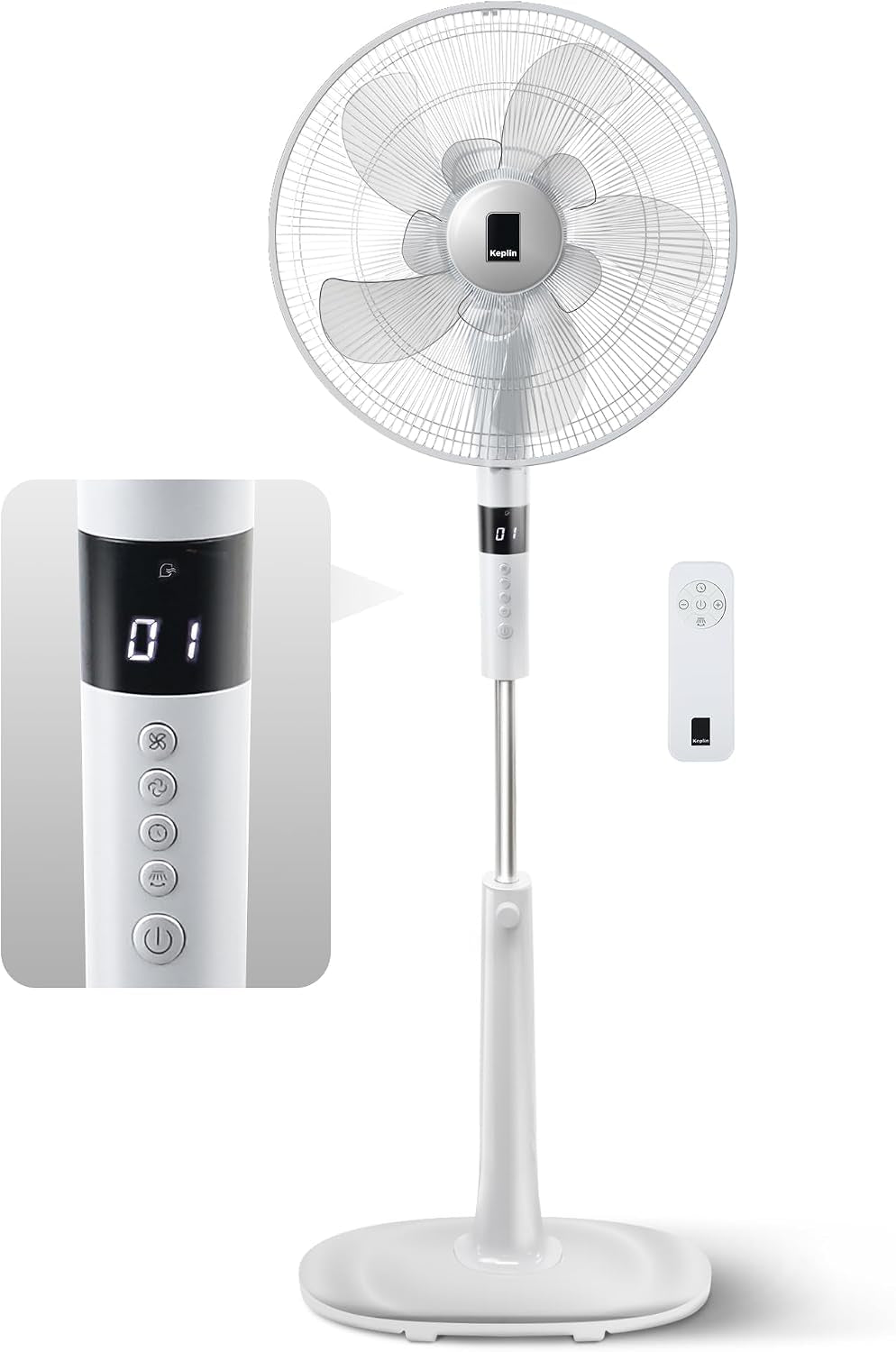 Keplin 16 Inch Stand Fan Adjustable Pedestal Cooling Fan with 3 Speed Settings Tilt Head Quiet AC Motor Energy Efficient 45W Stable Base for Home Bedroom Office Air Circulation Cooling Solution, Black