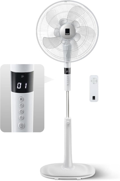 Keplin 16 Inch Stand Fan Adjustable Pedestal Cooling Fan with 3 Speed Settings Tilt Head Quiet AC Motor Energy Efficient 45W Stable Base for Home Bedroom Office Air Circulation Cooling Solution, Black