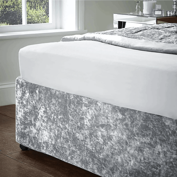 Luxury Velvet Divan Bed Base Cover with Elegant Valance Wrap Fits Single, Double, and Super King Sizes