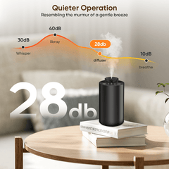 Hydrocarbon-free essential oil diffuser - Wireless aromatherapy diffuser - Car aroma diffuser with timer function and 3 spray modes - Black aluminum alloy material