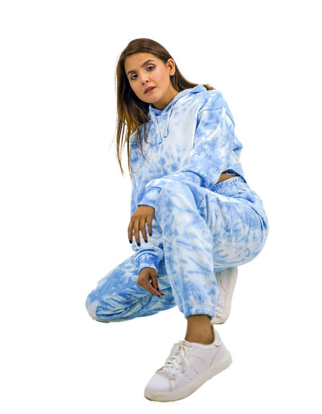RUFEDGE Women’s Tie Dye Tracksuit Set | Ladies Joggers and Long Sleeve Crop Hoodie | Two-Piece Outfit