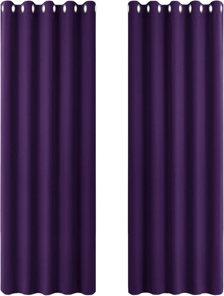 PONY DANCE Grey Blackout Thermal Insulated Curtains for Bedroom, 46 X 54 Inch Short Eyelet Curtains & Drapes, Soft Black Out 2 Panels for Window Living Room/Kitchen