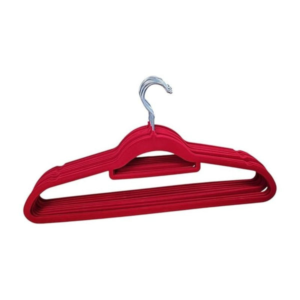 40pcs Red Velvet Hangers for clothes - Premium Non-Slip Space Saving Clothes Hangers With Tie Bar, Notched Shoulder, 360° Swivel Hook, Sturdy For Heavier Garments 45 x 24 Cm