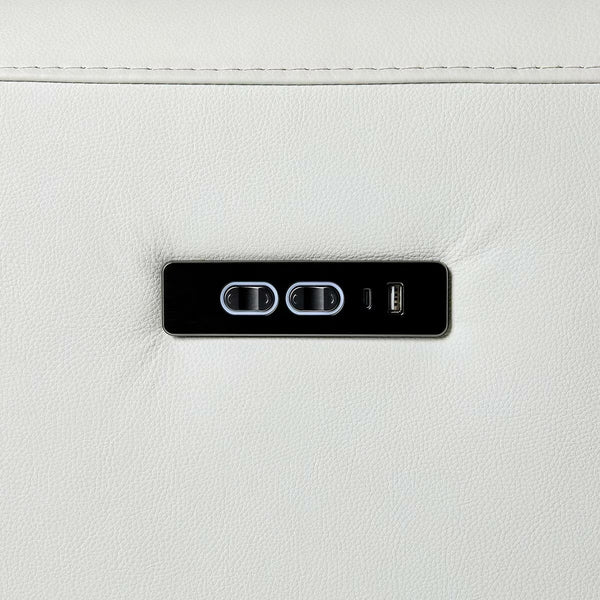 Aiden & Ivy Karson Cream Leather Power Reclining Sectional Sofa