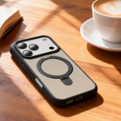 TECH SENSE Magnetic Case for iPhone with Stand, Compatible with MagSafe, Foldable Stand, Full Camera Lens Protection, Scratch-Resistant Translucent Matte Shockproof Phone Cover