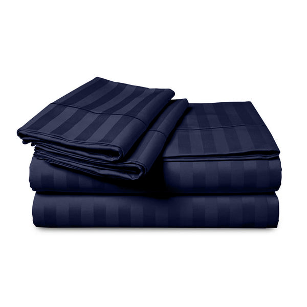 1pc Extra Deep Striped Fitted Sheet 40cm – Soft & Comfortable Microfiber Bedding, Breathable & Smooth, Machine Washable Bed Sheet Suitable for Bedroom