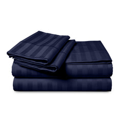 1pc Extra Deep Striped Fitted Sheet 40cm – Soft & Comfortable Microfiber Bedding, Breathable & Smooth, Machine Washable Bed Sheet Suitable for Bedroom
