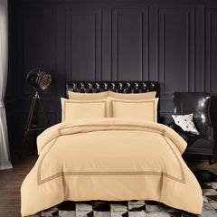 Embroided Baratta Stitch Duvet Cover Set with Matching Pillowcases - Ultra-soft Brushed Microfibre – Chic & Modern Design – Easy Care & Machine Washable