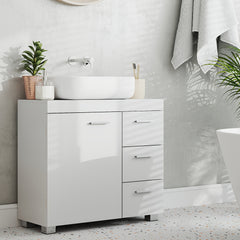 Under Sink Bathroom Cabinet, Storage Cabinet, with 3 Drawers, for Washbasins with Pedestal, 30 X 70 X 64cm, Cloud White