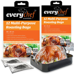 24 Pack Roasting Bags for Oven with Ties | 38x25cm Oven-Safe Cooking Bags for Chicken, Turkey, Meat & Fish | Disposable Mess-Free Oven Roasting Bags for Juicy Results & Faster Cooking | Multi-Purpose Turkey Roasting Bags with Easy Cleanup