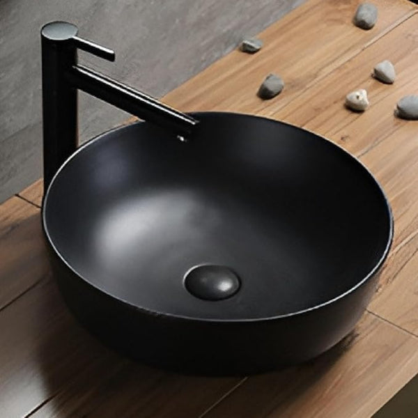 Black/Pink Round Washbasin, 400*400*110MM, includes drain assembly, elegant and stylish home decor washbasin, easy to clean, suitable for bathrooms, hotel restrooms, and balconies.