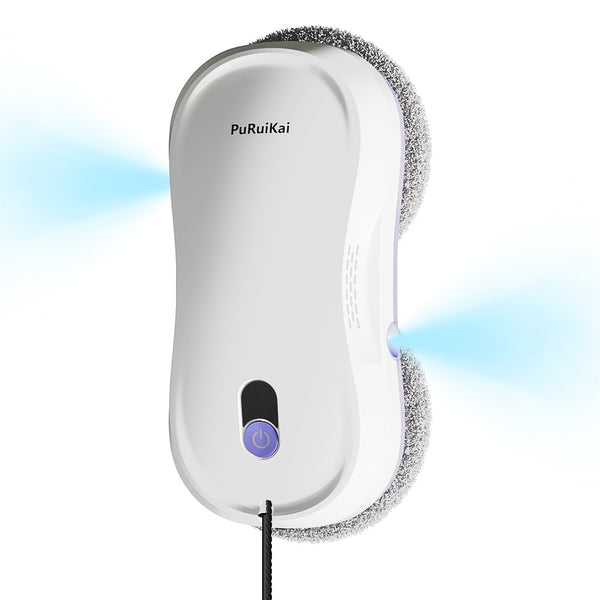 PuRuiKaiM8 Fully Automatic Plug-in Intelligent Window Cleaning Robot (2026 Latest Model) with Automatic Bidirectional Water Spray with Remote Control, 4.5-meter Anti Fall Safety Rope, Including 10 Cleaning Cloths And Spray Bottles