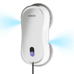 PuRuiKaiM8 Fully Automatic Plug-in Intelligent Window Cleaning Robot (2026 Latest Model) with Automatic Bidirectional Water Spray with Remote Control, 4.5-meter Anti Fall Safety Rope, Including 10 Cleaning Cloths And Spray Bottles