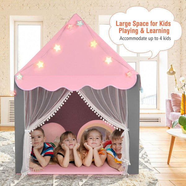 Large Kids Play House with Washable Mat and Star Lights