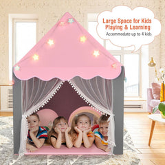 Large Kids Play House with Washable Mat and Star Lights