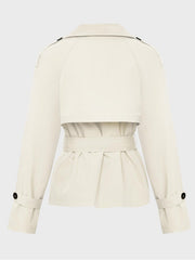 Women's Commuter Notch Lapel Double Breasted Detachable Belt Trench Coat, Elegant Plain Outerwear Jacket