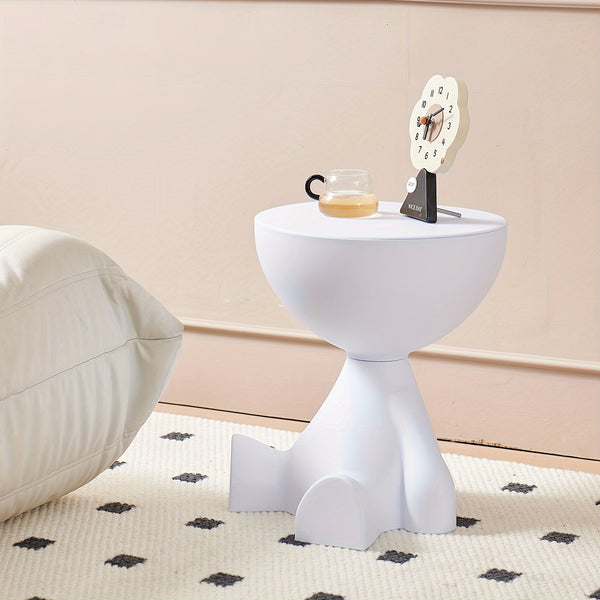 Modern Coffee Table Suitable for Small Spaces - Easy-to-Assemble Plastic Table with Top, Contemporary Bedside Desk for Living Room, Balcony, Office - Low-Maintenance Furniture (No Wood)