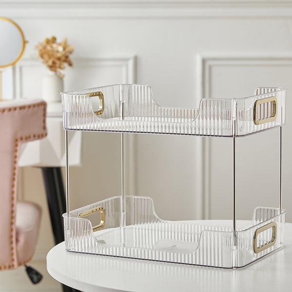 Grey/Clear/Green Stackable Makeup Storage Box with Modern Acrylic Design, Cosmetic Display Organizer for Office Desk and Dressing Table, Practical Desktop Organizer Rack for Jewelry and Lipstick, Perfect Gift Idea for Women and Girls