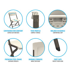 Lifetime Bypass Commercial Grade Folding Chairs, 4 Pack