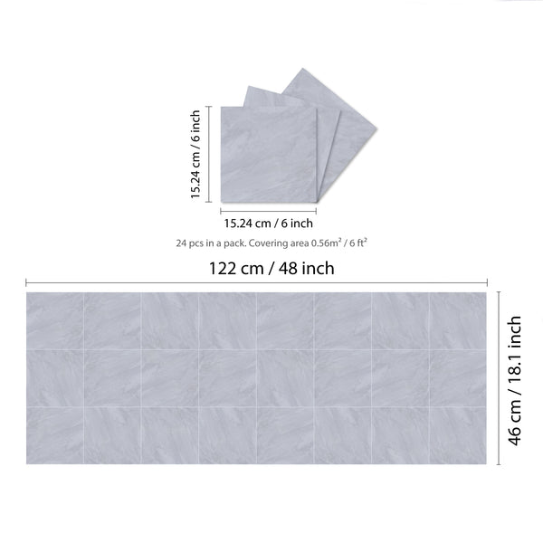 WALPLUS 24pcs Glossy Tile Stickers for Kitchen 15x15cm (6