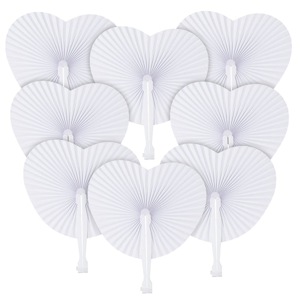 30Pcs White Heart Shaped Folding Accordion Paper Fans for Wedding Celebrations, Party Decorations and DIY Painting