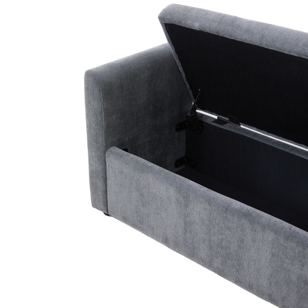 1pc Modern Grey Velvet Storage Ottoman Bench - Lift-Top Padded Seat with 2 Decorative Pillows | Multi-Functional Toy Chest & Shoe Organizer for Entryway, Living Room & Bedroom (Space-Saving Design)