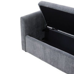 1pc Modern Grey Velvet Storage Ottoman Bench - Lift-Top Padded Seat with 2 Decorative Pillows | Multi-Functional Toy Chest & Shoe Organizer for Entryway, Living Room & Bedroom (Space-Saving Design)