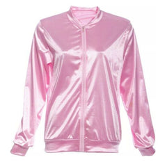 Adult 50s Pink Satin Jacket | Retro Lightweight Women’s Pink Bomber Coat | Classic Vintage Style Jacket for Everyday Wear