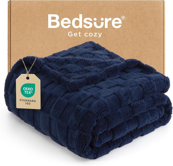 Bedsure Fleece Throw Blanket for Sofa - Fluffy Cosy Warm Blankets for Bed, Soft Cute Single Throw Gifts for Women and Girls, off White, 130X170 Cm