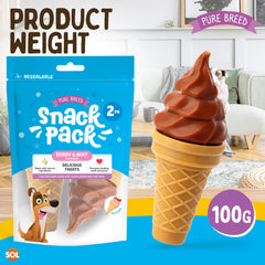 Pure Breed Snack Pack Dog Chews 2 Pack | Mint & Strawberry Ice-Cream Dog Treats | Healthy Low Fat Grain-Free Dog Snacks | Long Lasting Natural Chew for All Breeds | Daily Training Reward Treat