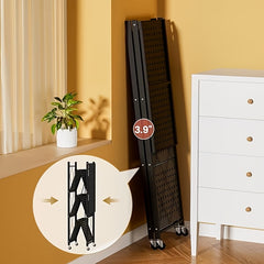4 Tier Foldable Storage Shelf | Heavy Duty Collapsible Metal Shelf Rack with Wheels, Extra Thick Frame, No Assembly Required, Suitable for Kitchen, Pantry, Closet, Office, Bathroom, Garage Organize, Standing Shelf