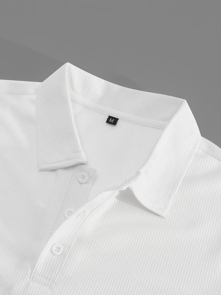 Men's Waffle Casual Suit Top Short Sleeve Turnover Collar Shirt Bottom Leisure Pants Comfortable and Clean Suitable for Spring and Summer Wear