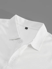 Men's Waffle Casual Suit Top Short Sleeve Turnover Collar Shirt Bottom Leisure Pants Comfortable and Clean Suitable for Spring and Summer Wear