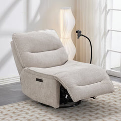 Meteor Beige Fabric Power Reclining Swivel Chair