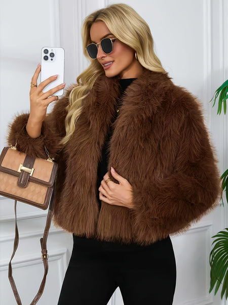 Faux Winter Warm Fashion Plush Top Short Coat for Women